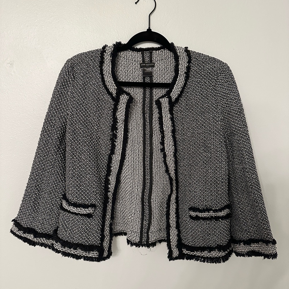 Ann Taylor Black and White Textured Blazer